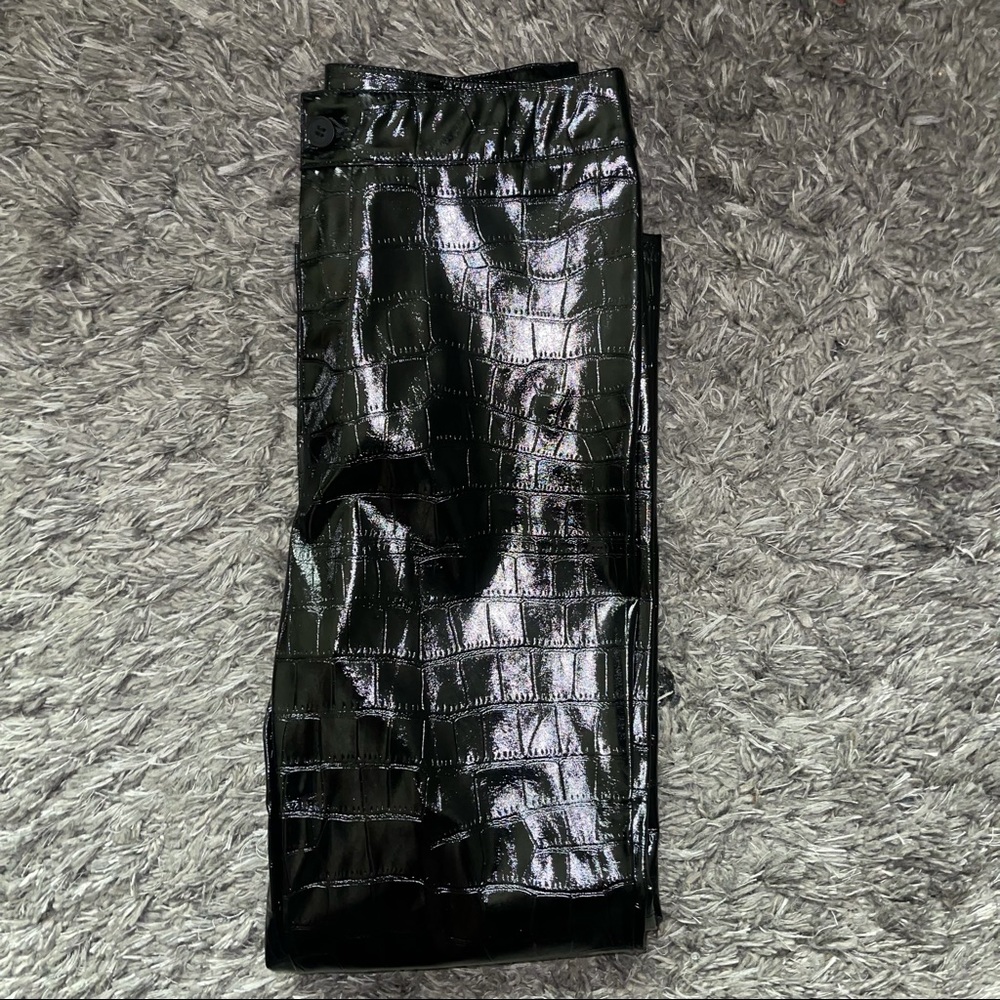 Snake skin wet look pants